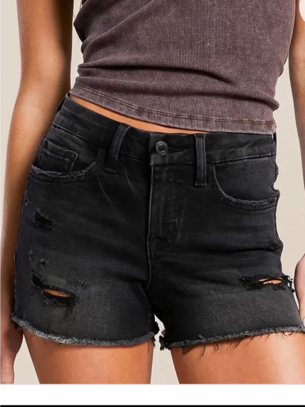 Buckle Black Vervet NWOT Mid-Rise Distressed Frayed Hem Jean Shorts